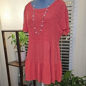 Torrid Coral Smocked Tunic Top